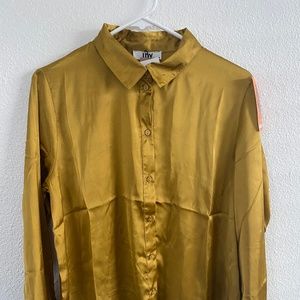 JDY Satin like Gold Button Up shirt